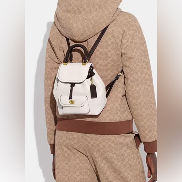 COACH Bag Riya 21 Backpack Chalk White Leather AUTHENTIC NWT-Broken Snap Closure - Picture 11 of 15